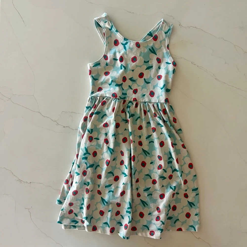 Hanna Andersson Girls Crossback Skater Dress with Pockets Poppy Print Size 8